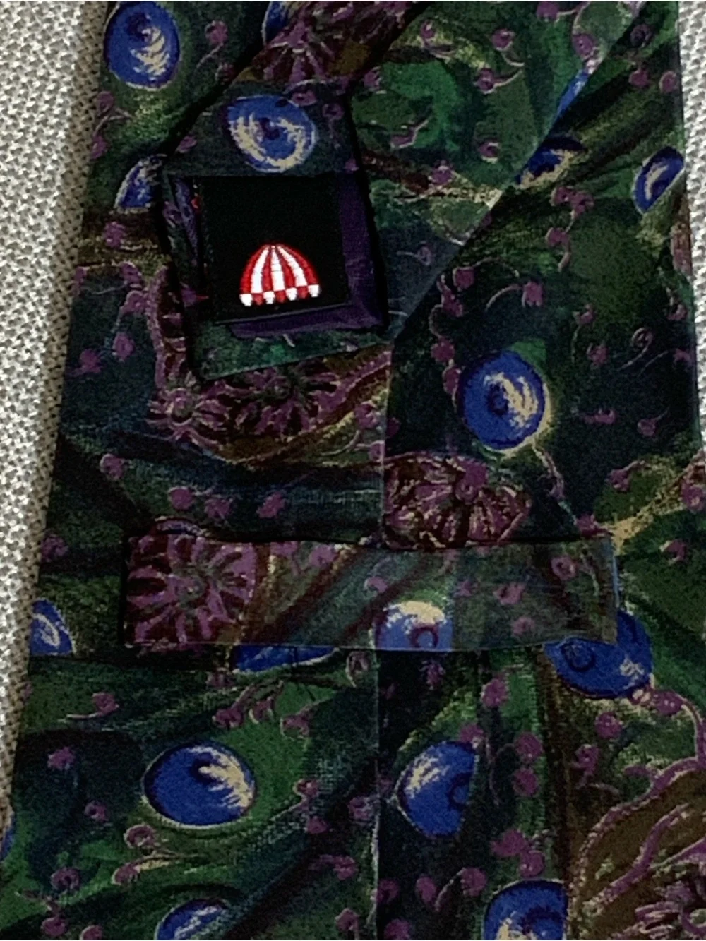 Greenbrier Resort Silk Tie Peacock Feather Springhouse Logo Custom Shop USA